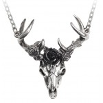 White Hart, Black Rose Pewter Pendant