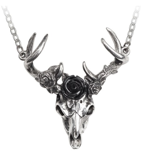 White Hart, Black Rose Pewter Pendant