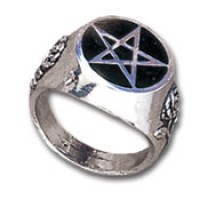 Roseus Pentagram Enameled Pewter Ring