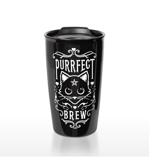 Black Cat Purrfect Brew Double Walled Travel Mug