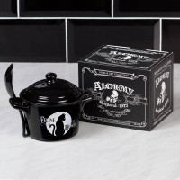 Black Cat Feline Hungry Soup Bowl and Spoon