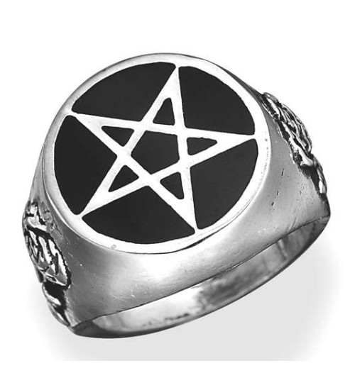 Roseus Pentagram Enameled Pewter Ring