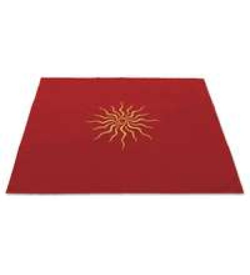 Sun Embroidered Red Velvet Cloth