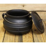 Potjie Cast Iron Flat Pot - 2 Quart Size 1/2