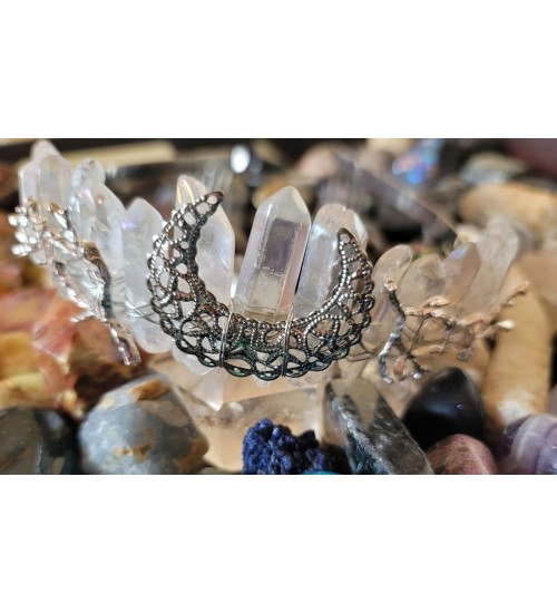 Moon and Earth Crystal Crown - Angel Aura Quartz