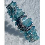 Moon and Earth Crystal Crown - Aqua Aura Quartz