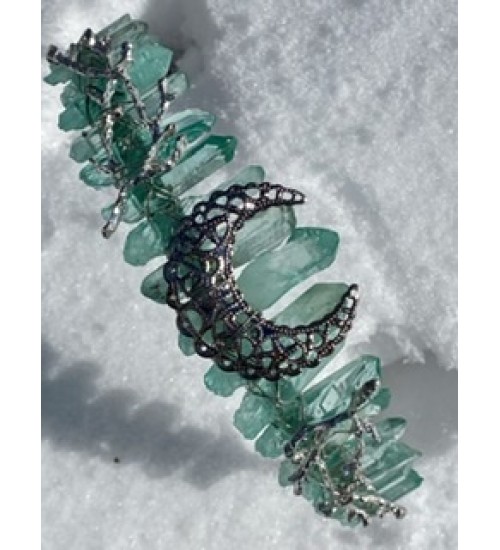 Moon and Earth Crystal Crown -  Pale Green Quartz