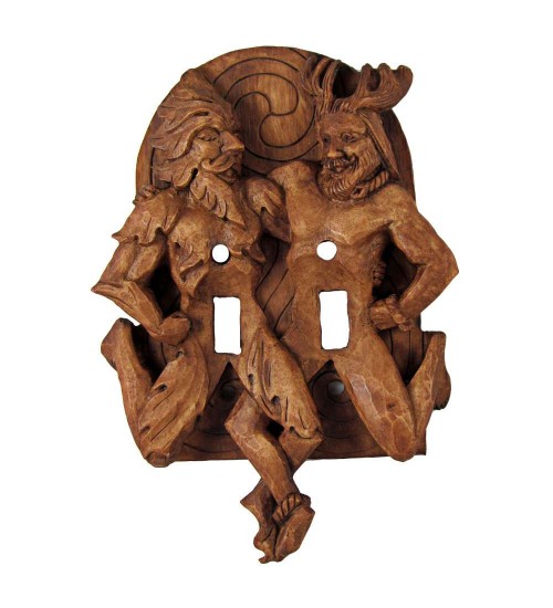 Green Man and Horned God Double Switchplate