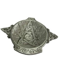 Moon Phase Pentacle Offering Bowl in Pewter