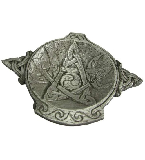 Moon Phase Pentacle Offering Bowl in Pewter