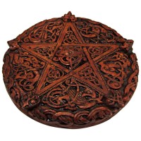 Celtic Knotwork Pentacle Wood Finish Plaque - 5 Inches