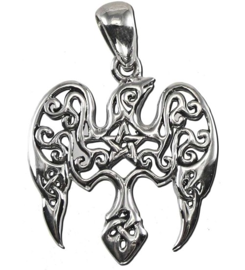 Raven Pentacle Sterling Silver Small Morrigan Pendant