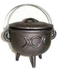 Triple Moon Cast Iron 4.5 Inch Witches Cauldron