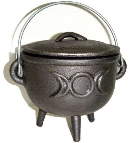 Triple Moon Cast Iron 4.5 Inch Witches Cauldron