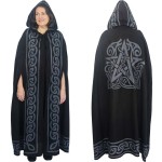 Pentacle Black Hooded Cloak