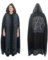 Pentacle Black Hooded Cloak