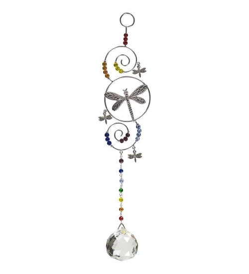 Dragonfly Wire Hanging Crystal Prism Suncatcher