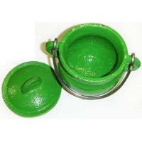 Green Cast Iron Mini Cauldron with Lid