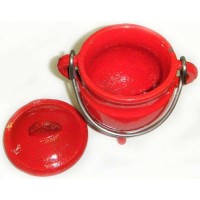 Red Cast Iron Mini Cauldron with Lid