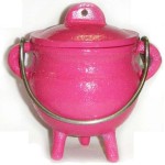 Pink Cast Iron Mini Cauldron with Lid