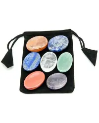 7 Chakra Worry Stone Set in Velvet Pouch