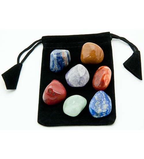 7 Chakra Tumbled Stone Set in Velvet Pouch