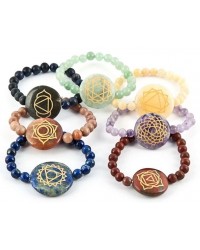 7 Carved Chakra Gemstone Bracelets