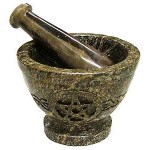 Pentagram Soapstone Mortar and Pestle Set