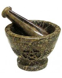 Pentagram Soapstone Mortar and Pestle Set