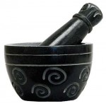 Spiral Black Soapstone Mortar & Pestle Set