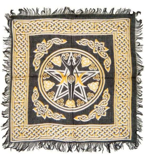 Goddess Pentacle Black and Gold Altar Cloth