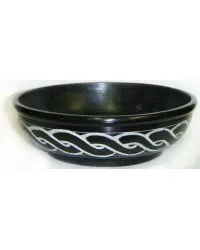 Celtic Black Soapstone Smudge Pot or Scrying Bowl