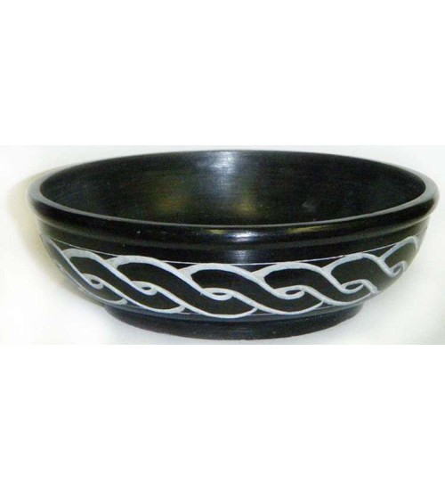 Celtic Black Soapstone Smudge Pot or Scrying Bowl