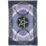 Pentagram Triple Moon Purple Cotton Full Size Tapestry