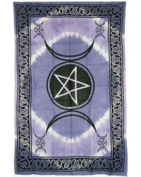 Pentagram Triple Moon Purple Cotton Full Size Tapestry