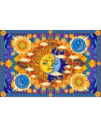 Firey Sun and Moon Cotton Bedspread