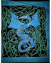 Celtic English Dragon Tapestry - Full Size Blue