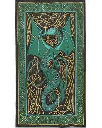 Celtic English Dragon Tapestry - Twin Size Green