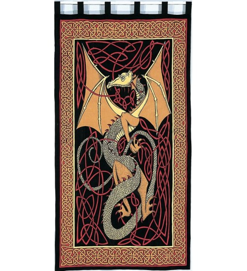 Celtic English Dragon Curtain - Red