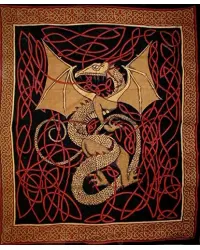 Celtic English Dragon Tapestry - Full Size Red