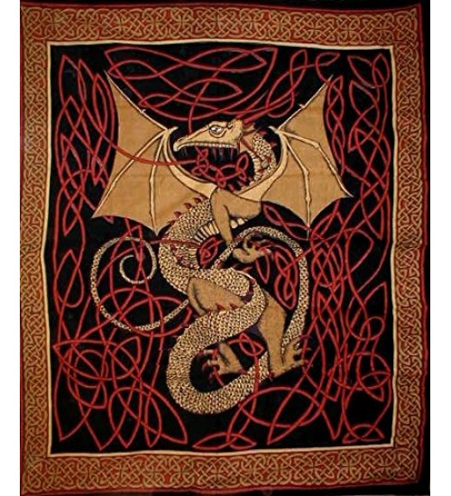 Celtic English Dragon Tapestry - Full Size Red