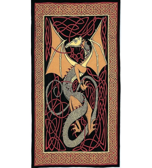 Celtic English Dragon Tapestry - Twin Size Red