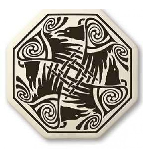 Nehalennia Celtic Octagon Raven Porcelain Necklace