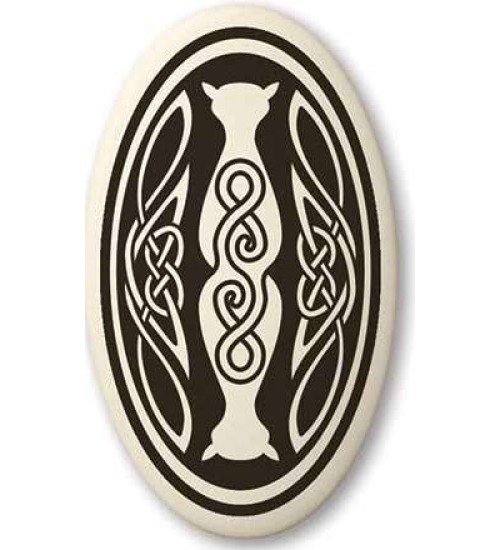 Cat Celtic Oval Porcelain Necklace