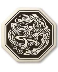 Celtic Dog Octagon Porcelain Necklace