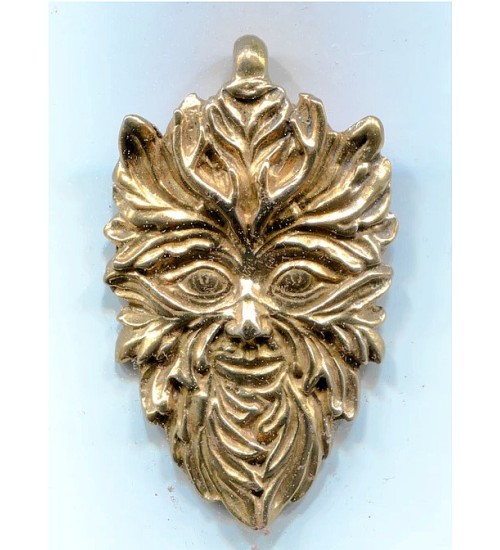 Green Man of the Woods Bronze God Pendant