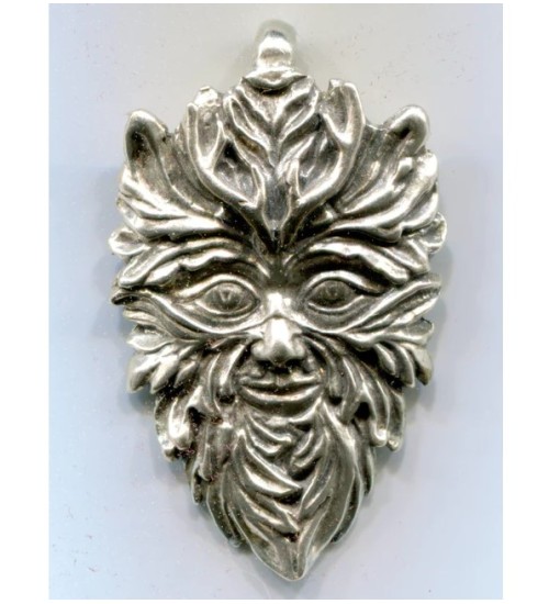 Green Man of the Woods Sterling Silver God Pendant