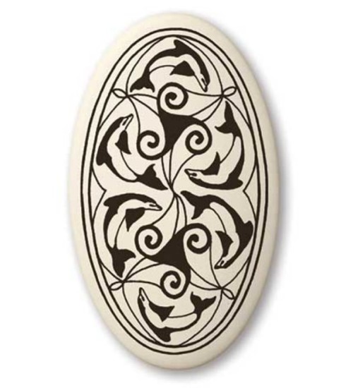 Nehalennia Celtic Dolphin Porcelain Oval Necklace