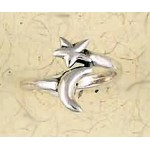 Moon and Star Sterling Silver Ring