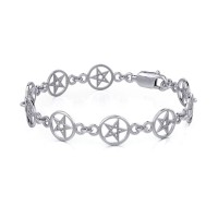 Pentacle Sterling Silver Link Bracelet